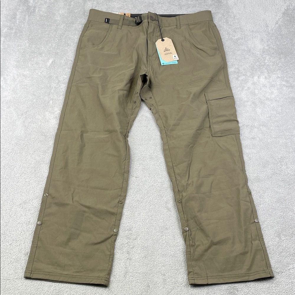 NEW Prana 34/30 Stretch Zion II Men's Relaxed Green Cargo Hiking Pants